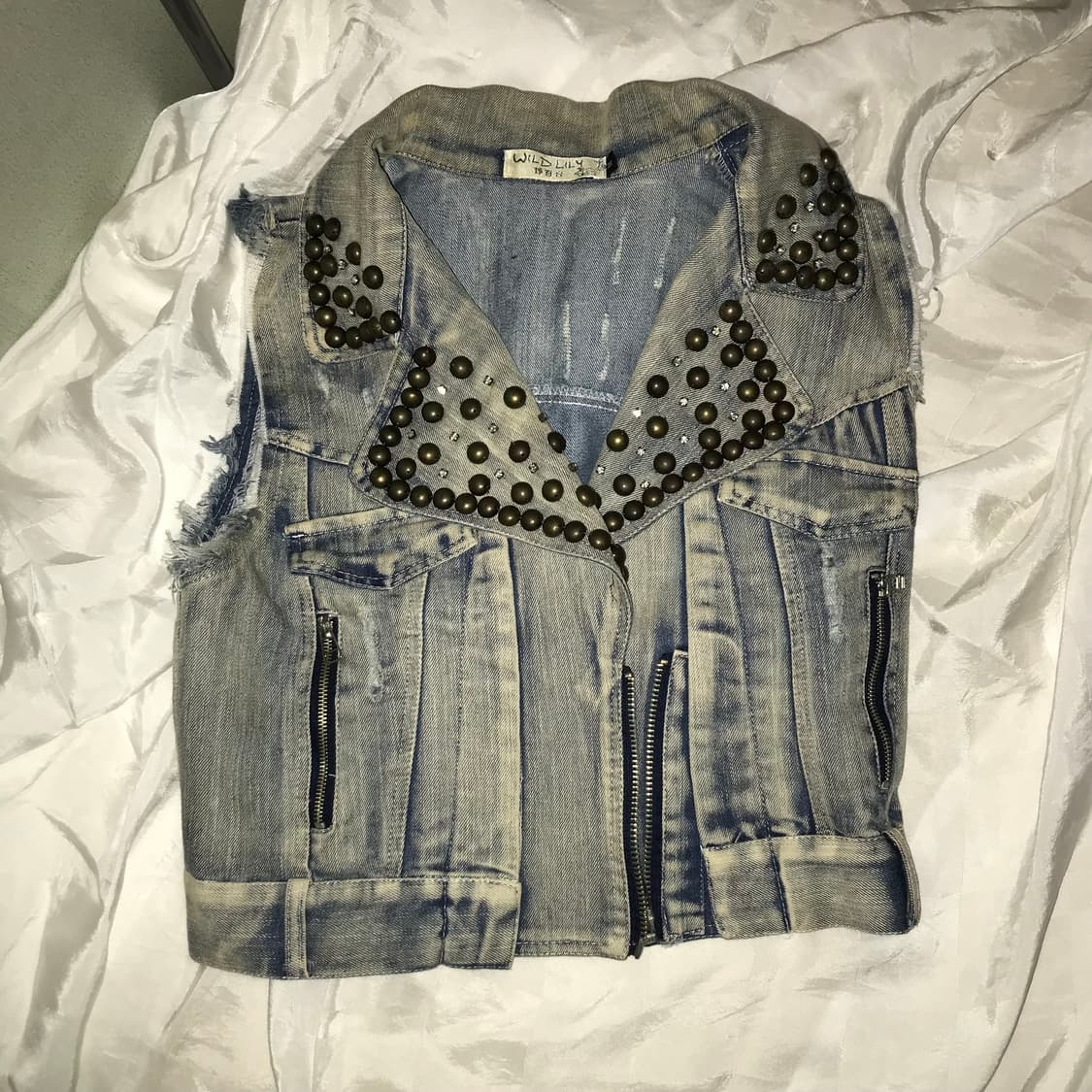 Vintage 락 고스펑크 데미지 스터드 vest 상품이미지5