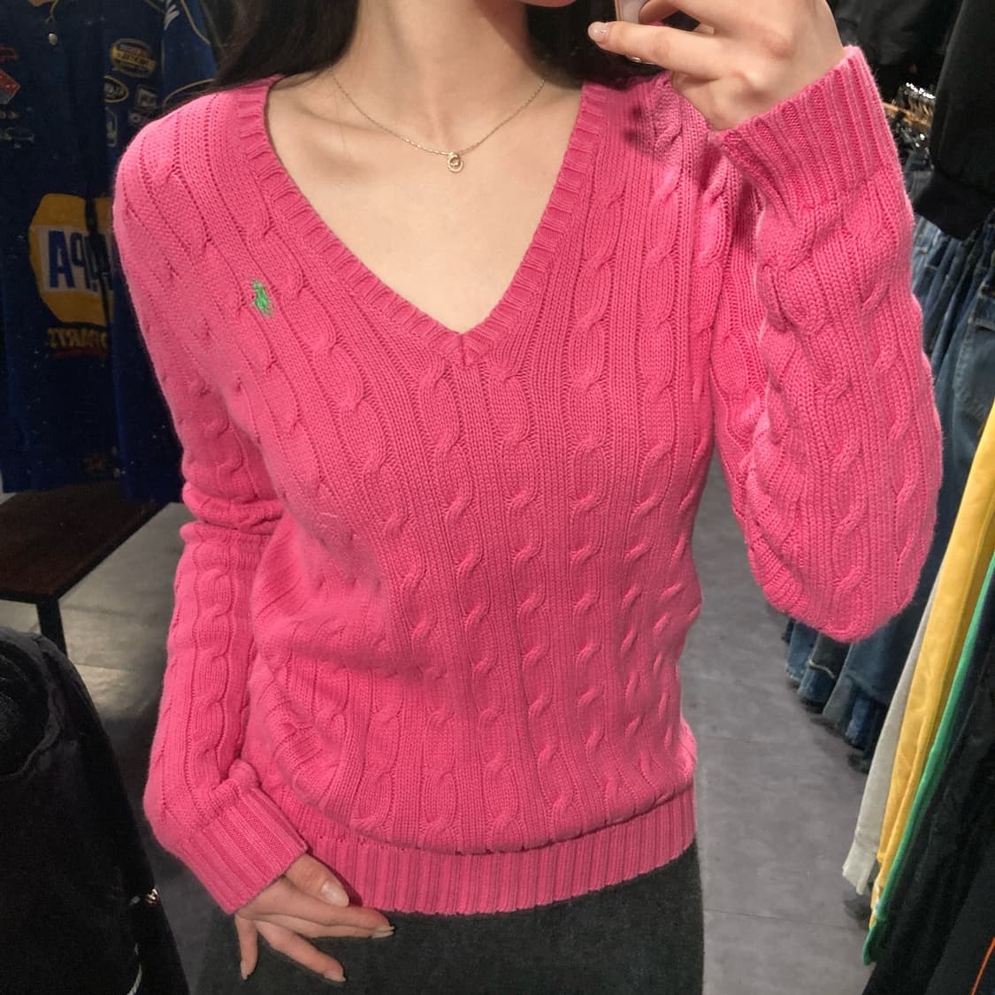 [IM] 폴로 랄프로렌 스포츠 케이블 브이넥 니트 핑크 상품이미지3