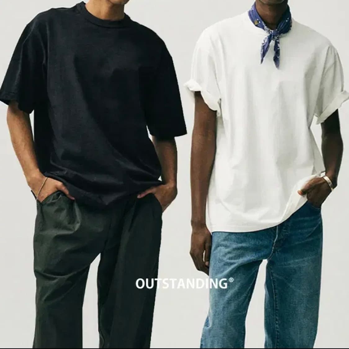 [정품] OUTSTANDING 아웃스탠딩 크루넥 반팔티 2종세트(새제품) 상품이미지2