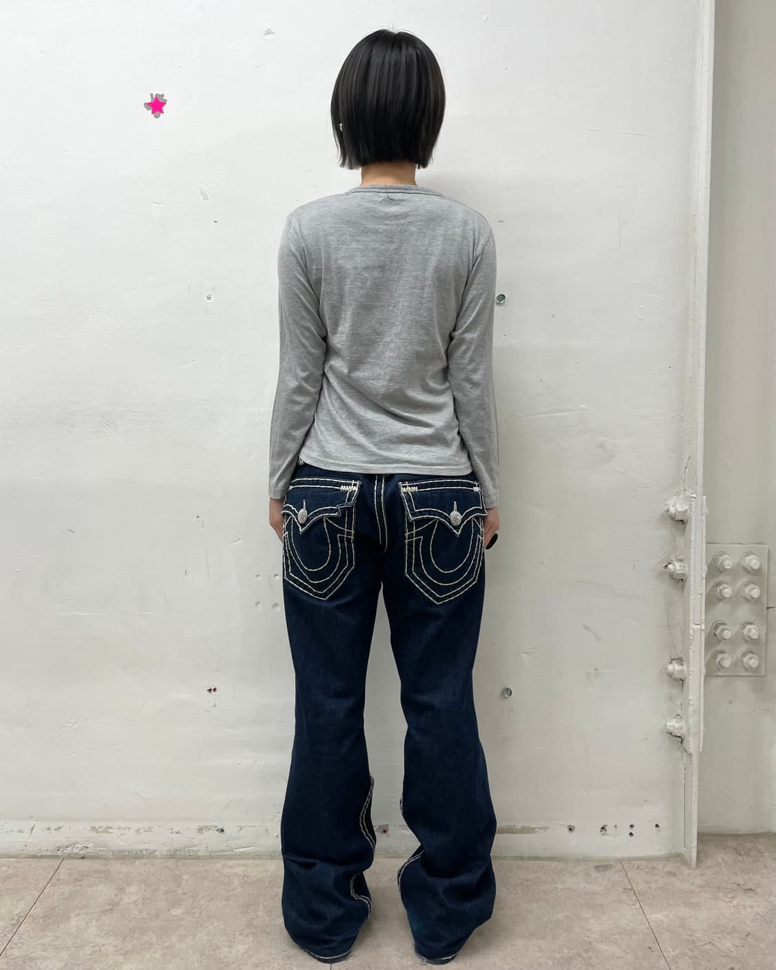 American flag button gray long sleeve  상품이미지4