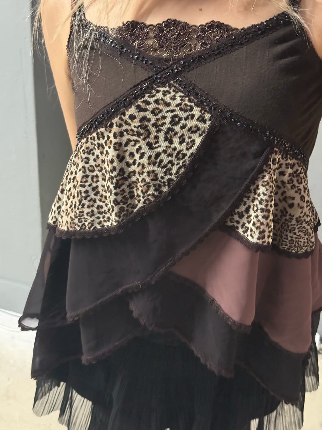 frill layered leopard point sleeveless  상품이미지3
