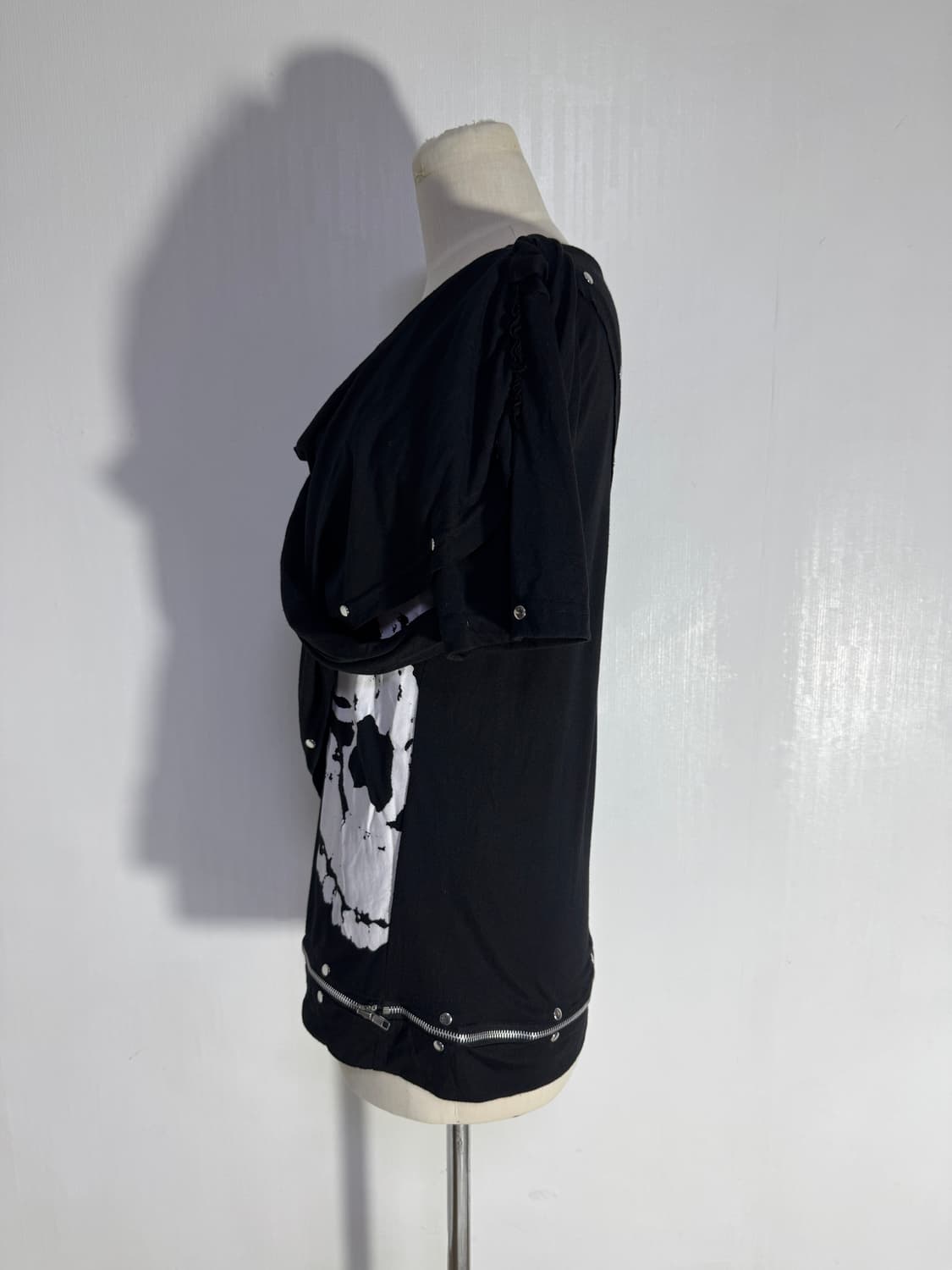 빈티지 스터드 장식 드레이프 스컬 탑 아방가르드 y2k 펑크 고스 상품이미지3