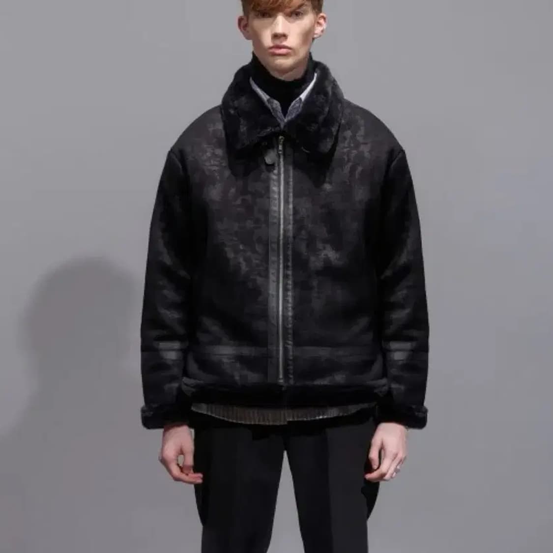 남 M 지플리시 스웨이드 블랙 무스탕 자켓 점퍼 상품이미지1