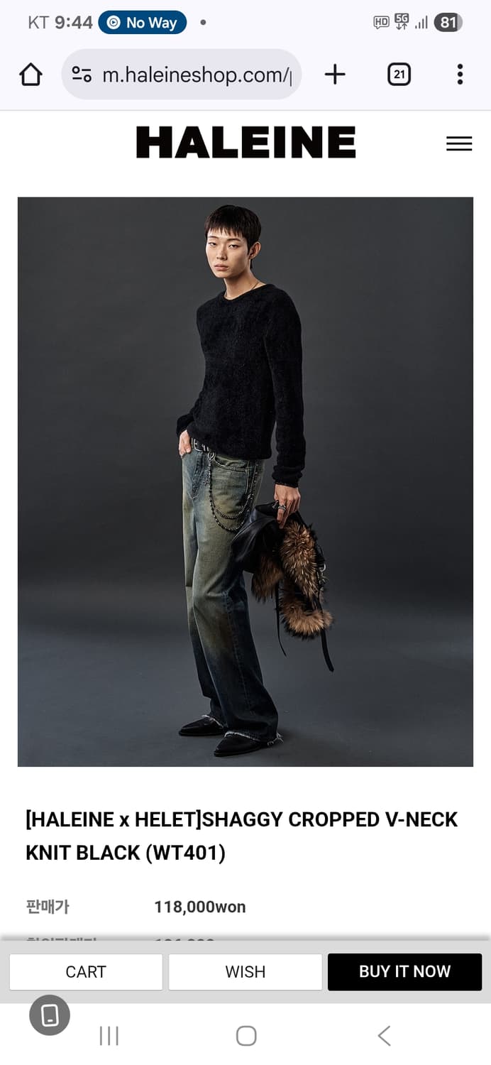 헬렛 x 알렌느 샤기 크롭 브이넥 니트 상품이미지2