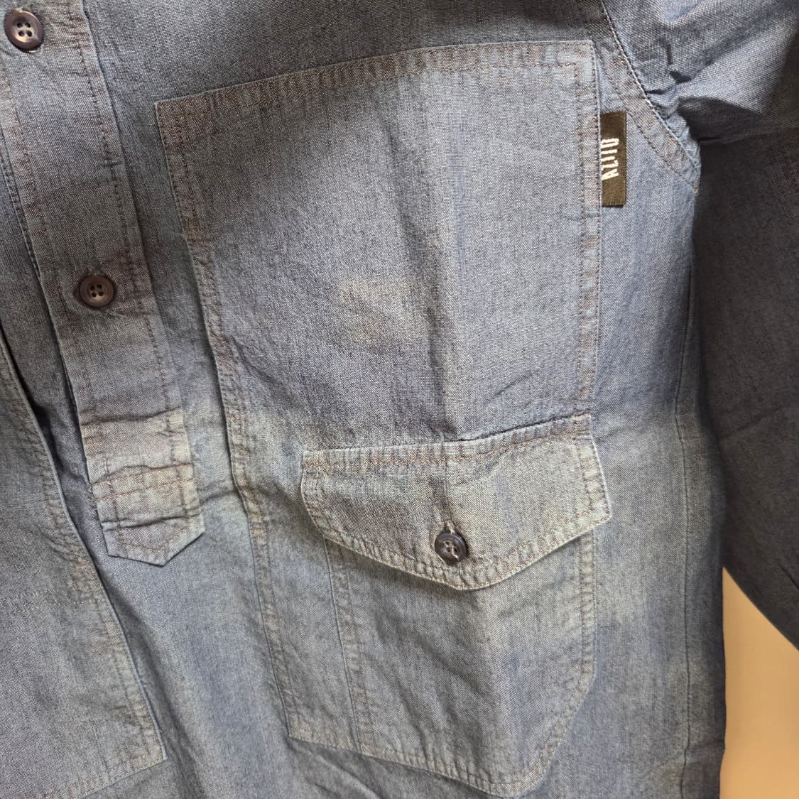 Azito 재팬 하프버튼 데님 워크셔츠 L(100) 상품이미지5