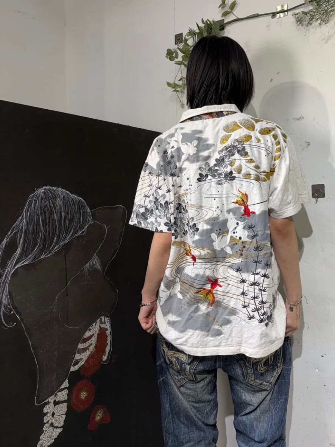 일본빈티지 오리엔탈 자수 반팔 티셔츠 L 상품이미지1