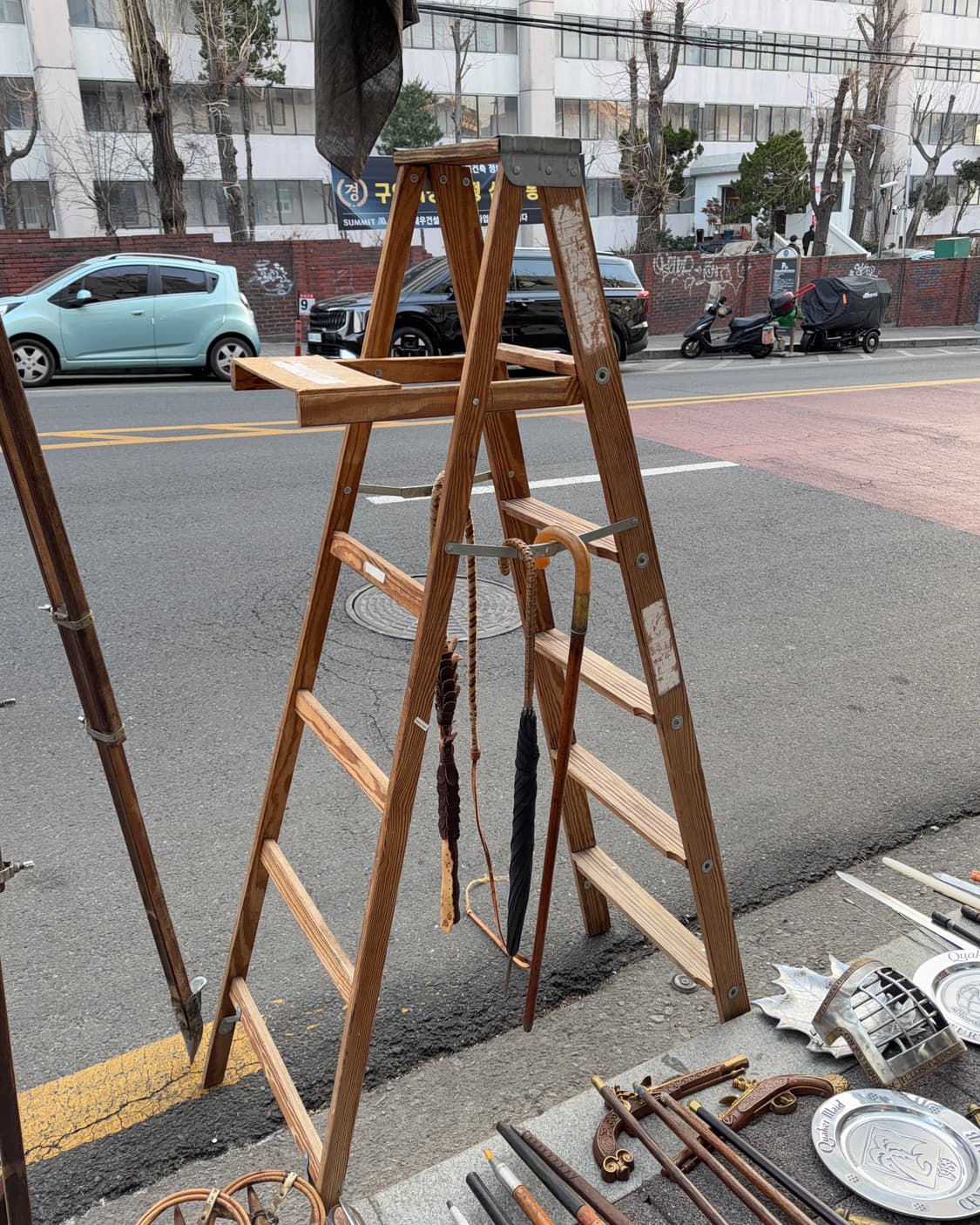 빈티지 소품 6ft 미국 나무 사다리 상품이미지2