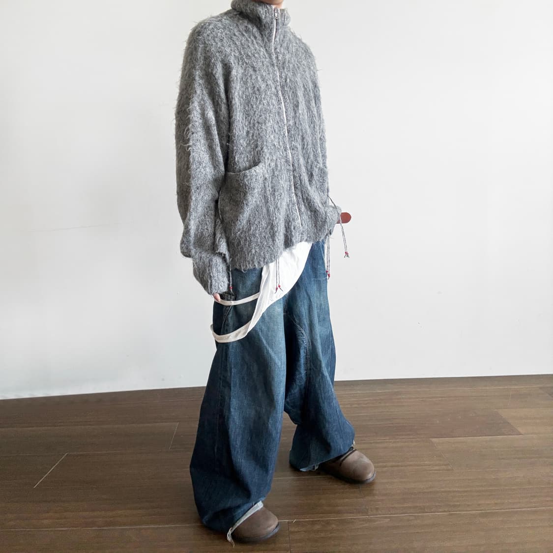 Faccies Hairy Knit Zip Cardigan 상품이미지3