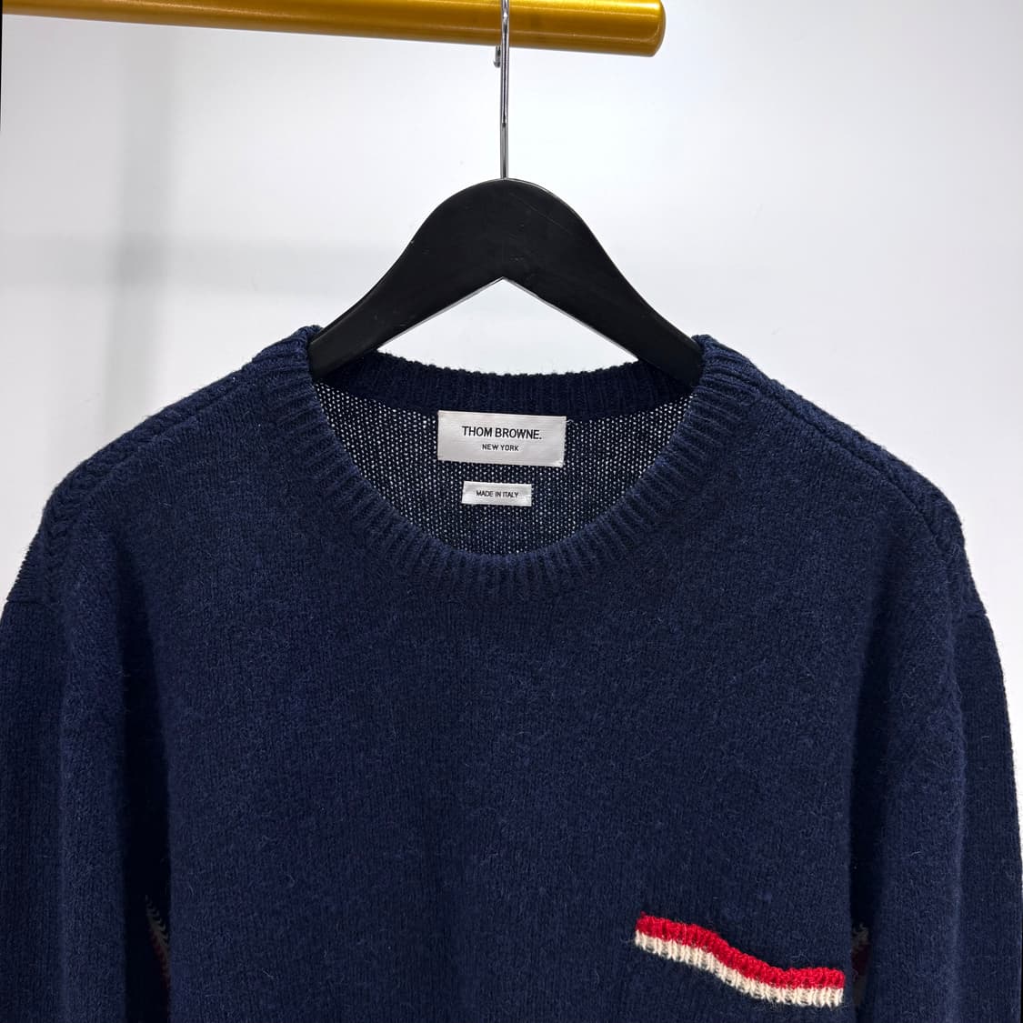 [5사이즈] 톰브라운 삼선 니트 스웨터 네이비 (MKA240A) 상품이미지6