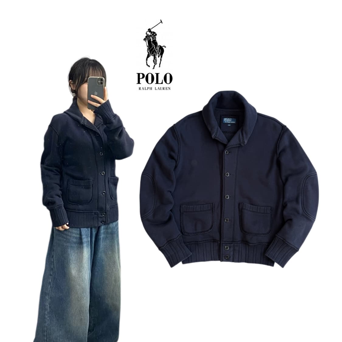 폴로 코튼 숄카라 가디건  상품이미지1