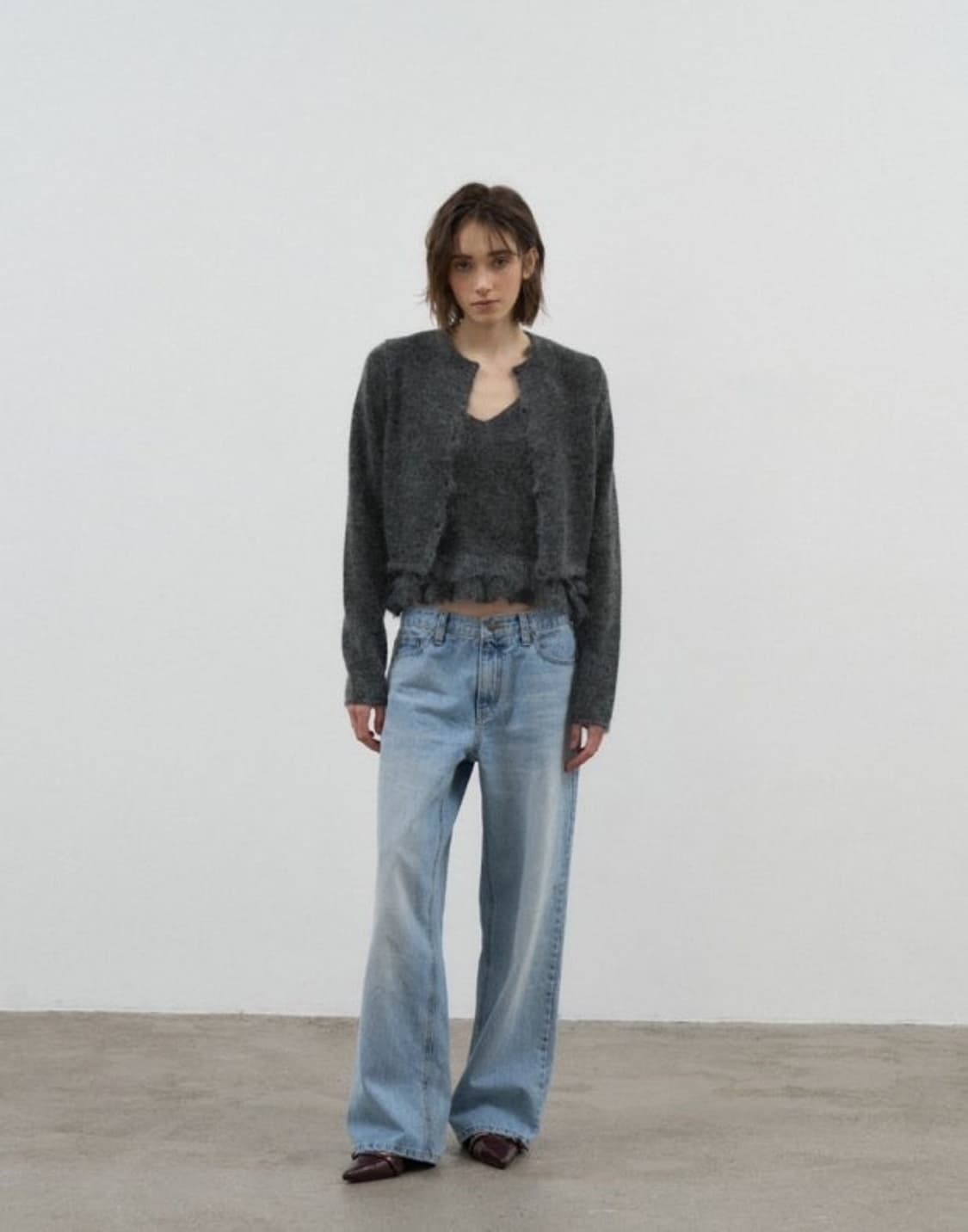 포에토 New melts cardigan set charcoal 상품이미지1