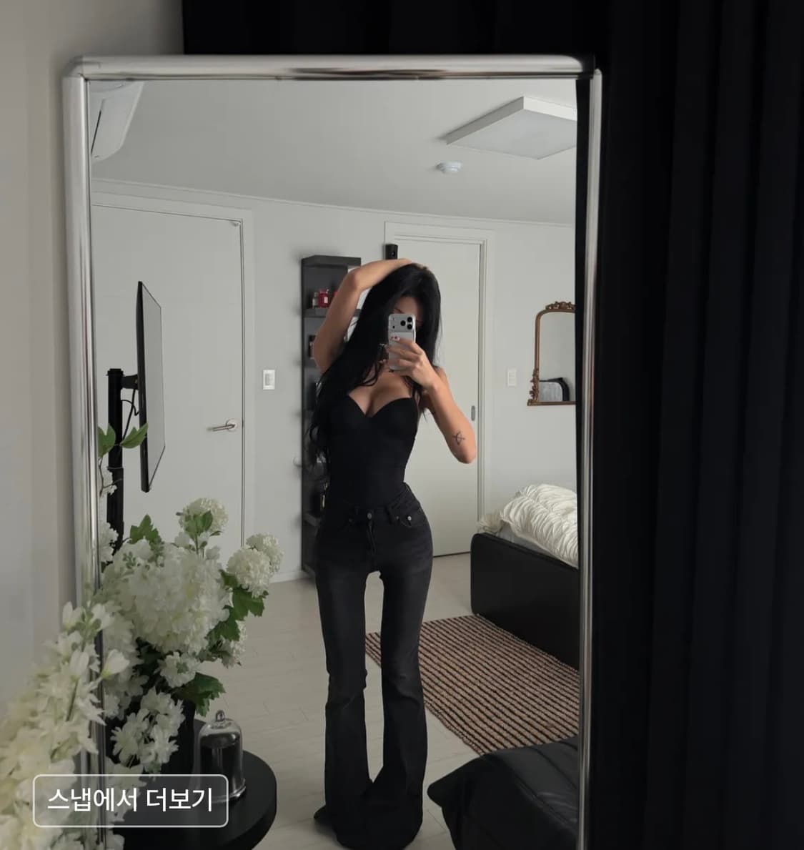 오도어 빈티지 로우 데님 블랙 1사이즈 상품이미지2