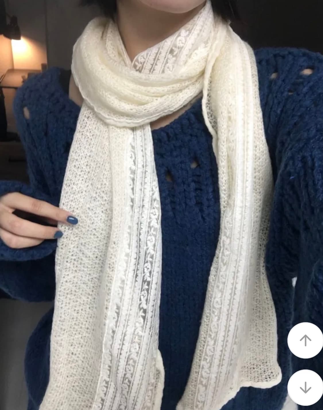 아이보리 자수 머플러 상품이미지2