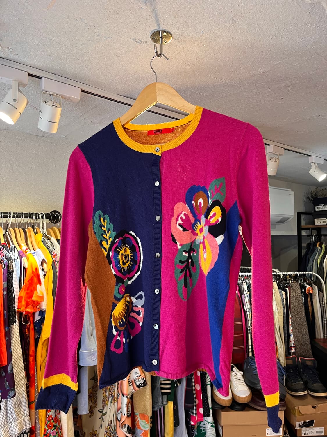 오일릴리 컬러 블록 플라워 가디건 상품이미지2