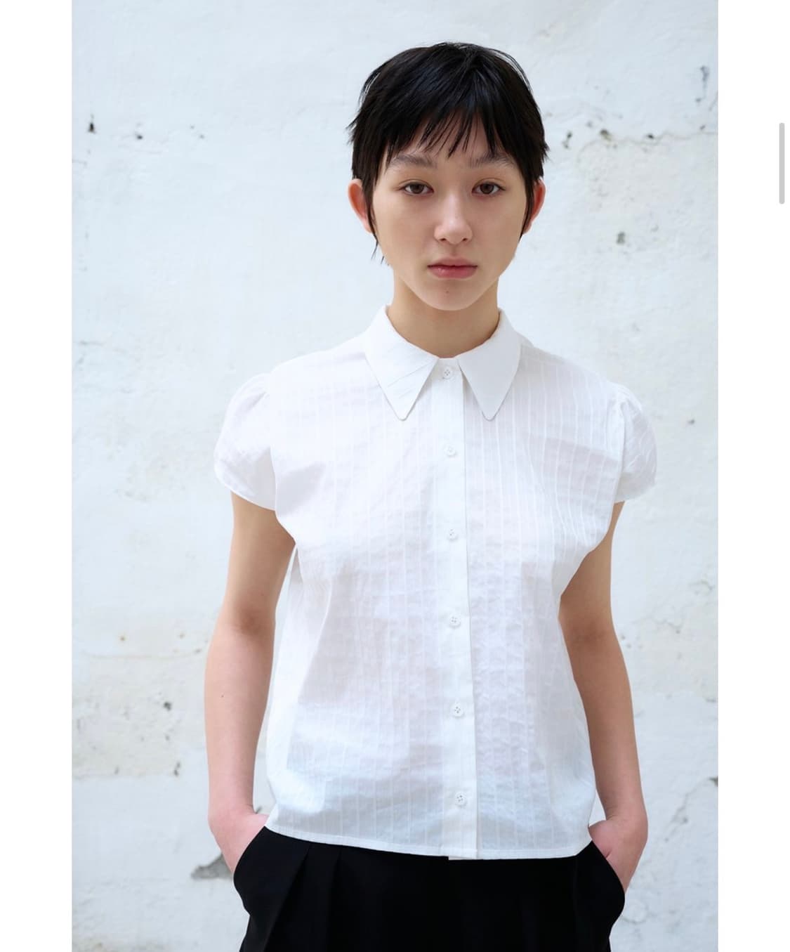 CAP SLEEVE STRIPE SHIRT (WHITE) 상품이미지2