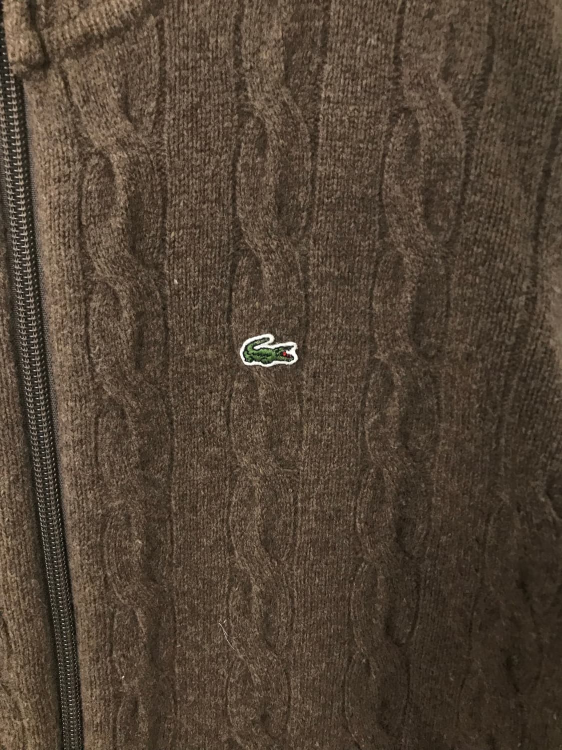 라코스테 자수로고 브라운 꽈배기 니트집업 가디건 상품이미지3