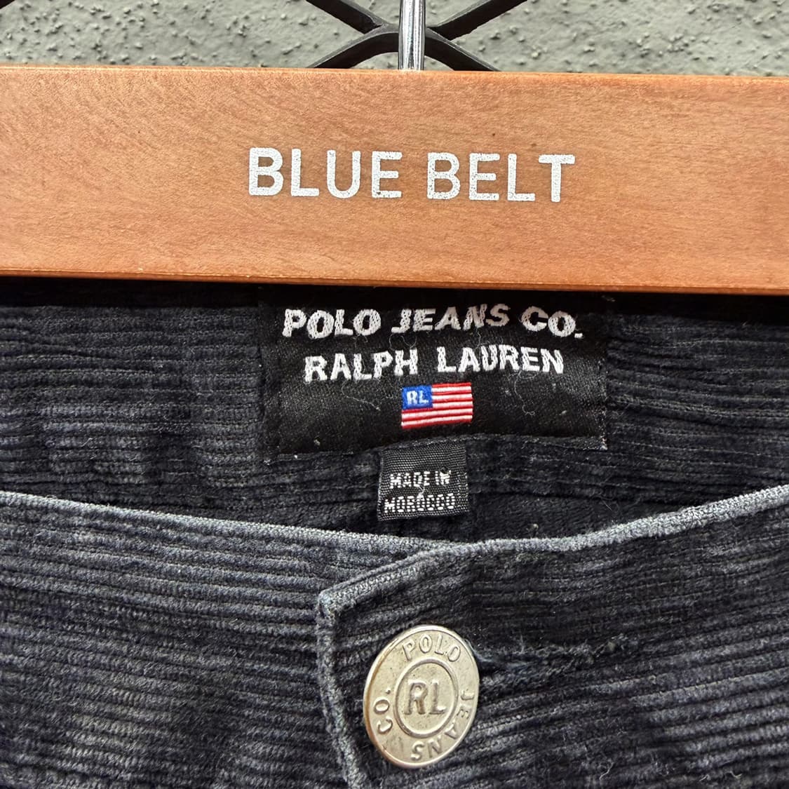 폴로진스 페이드 코듀로이 팬츠 가죽패치 부츠컷 디테일 블랙 상품이미지7