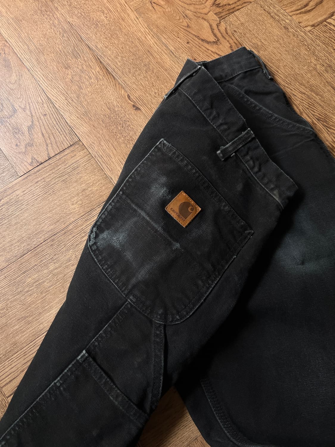 [34]칼하트 USA 체크 라이닝 데미지드 블랙 싱글니 워크 팬츠 상품이미지5