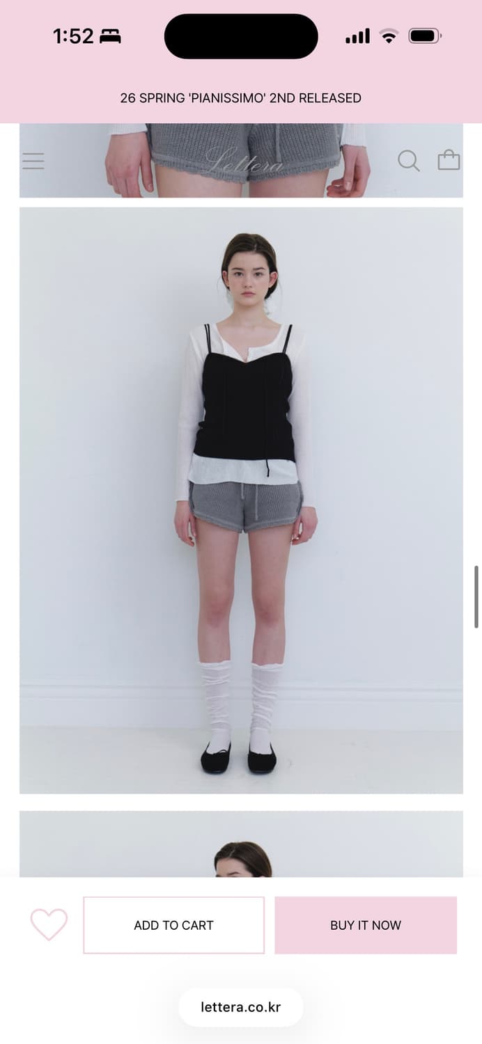 Lettera 레테라 스캘럽 니트 숏팬츠 차콜 상품이미지3