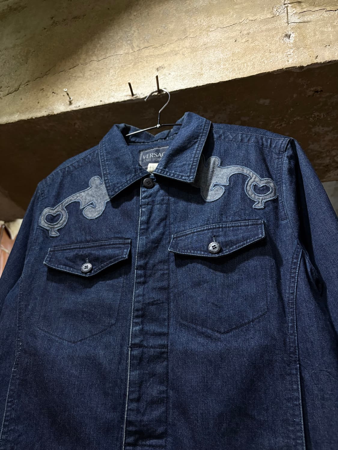 90s Versace 베르사체 패턴 포인트 데님 자켓 상품이미지2