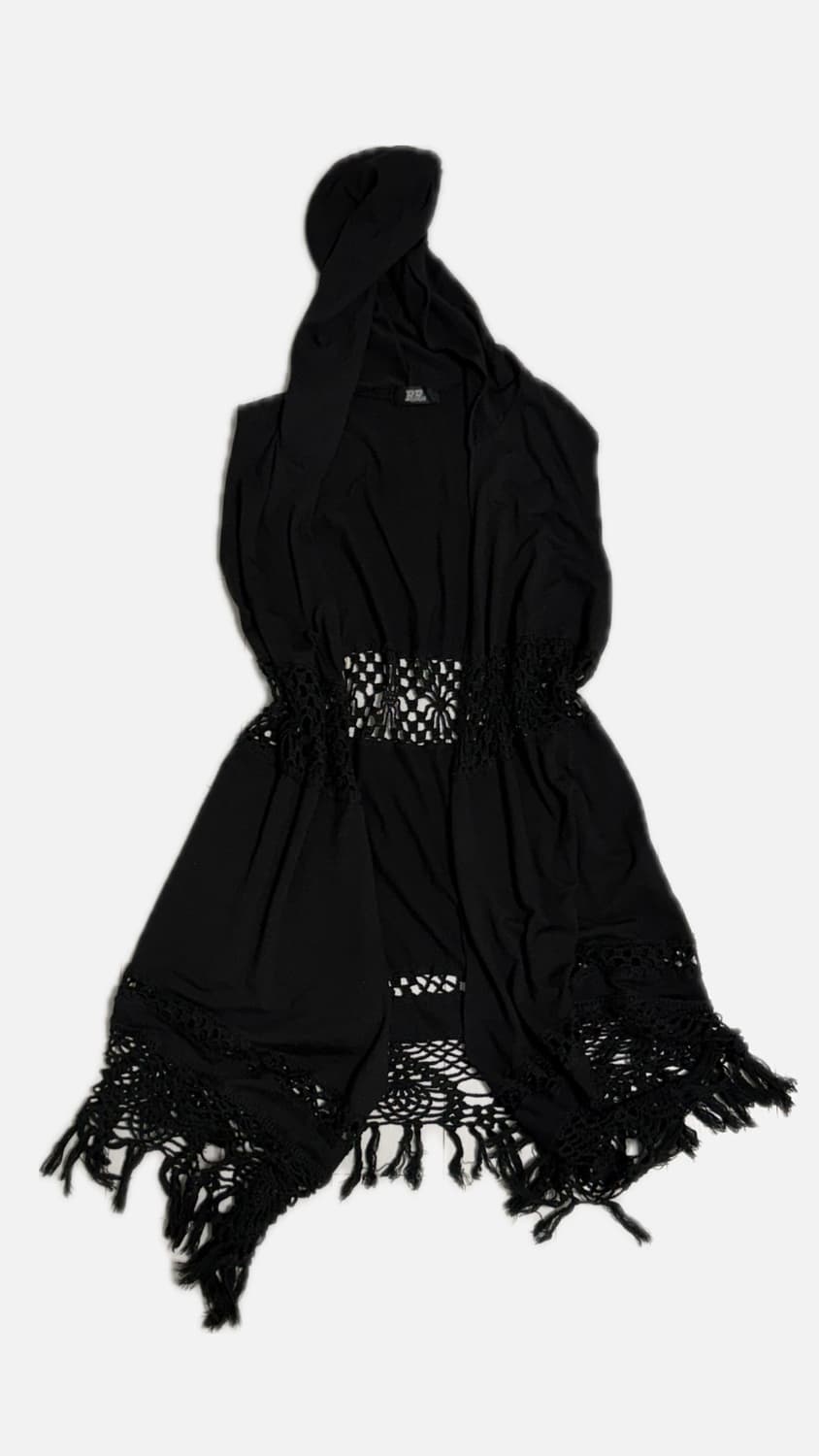 블랙 후드 베스트 슬리브리스 상품이미지1