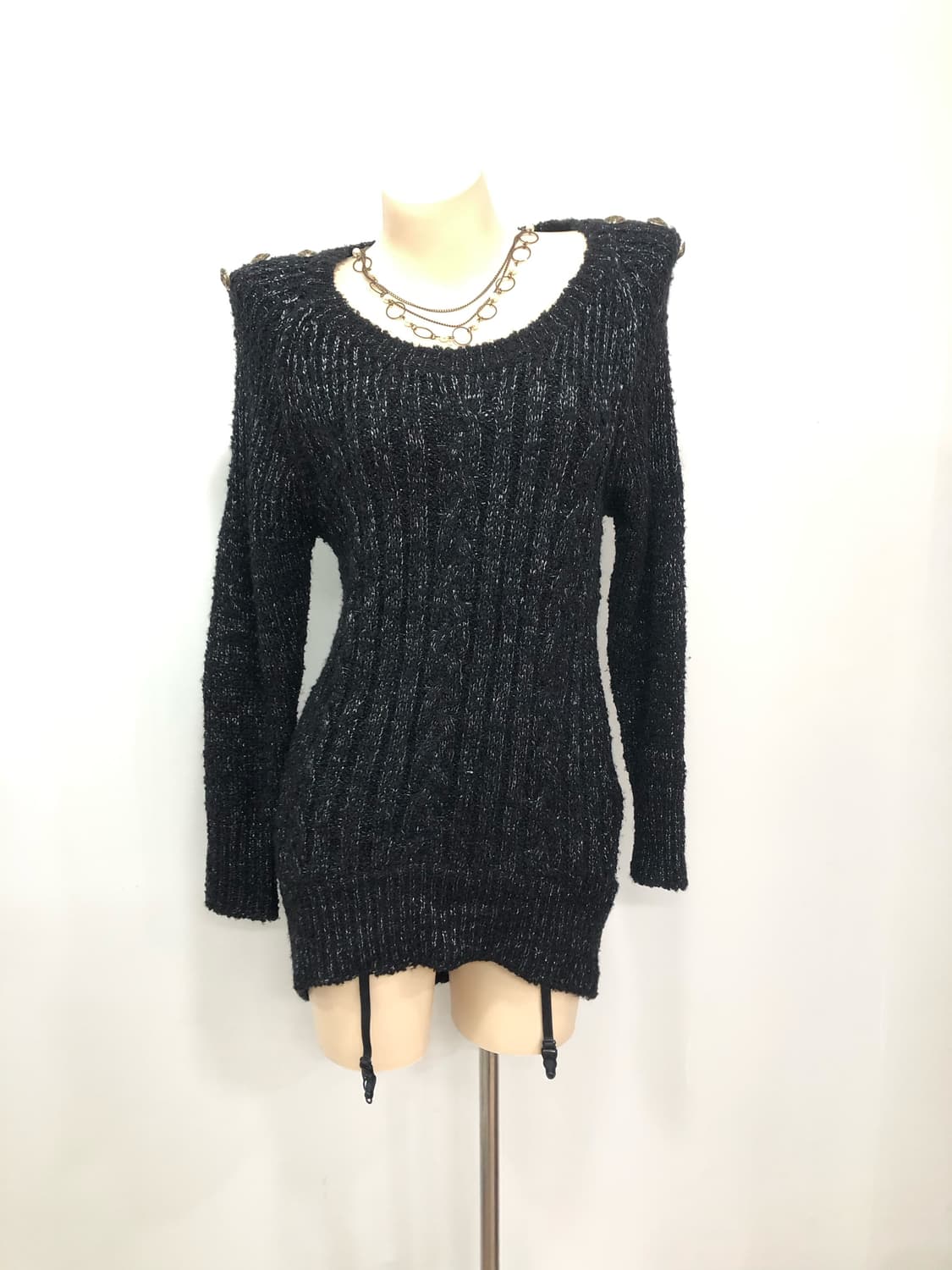 gold button point glitter knit top 상품이미지1