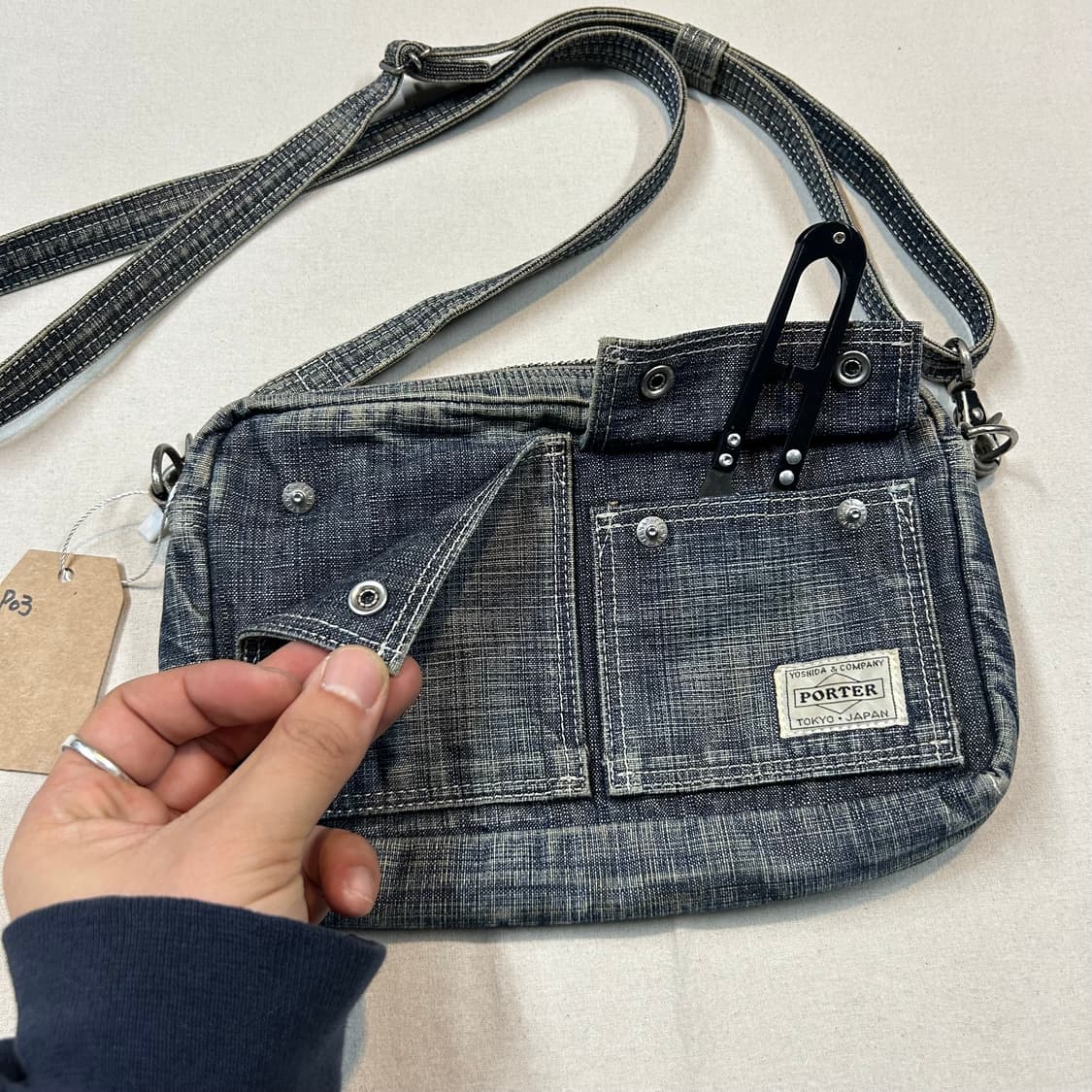 요시다 포터 온스 코튼 블루 데님 숄더백 크로스백 P03 상품이미지4
