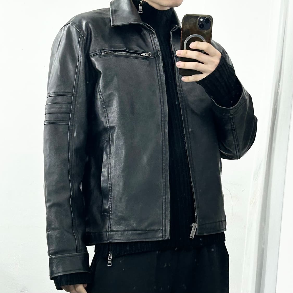 Guess 게스 레더 바이커 자켓 상품이미지1