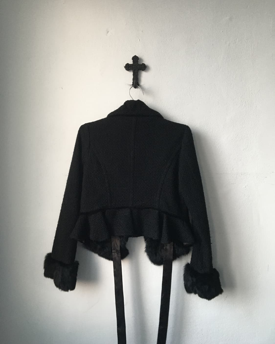 Fur trimming belted jacket 상품이미지4