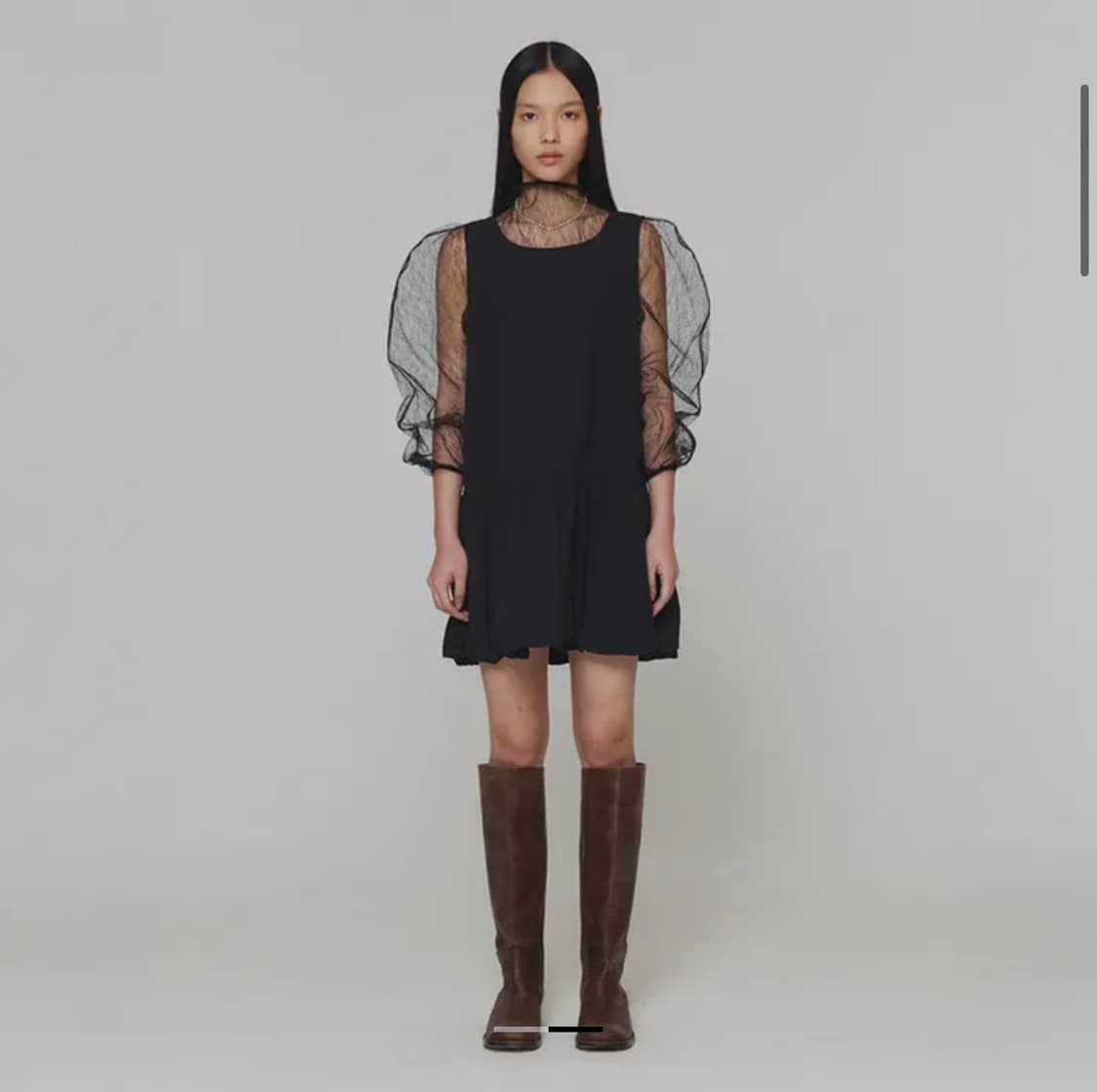 아모멘토 volume mini dress black 볼륨 미니 드레스 상품이미지1