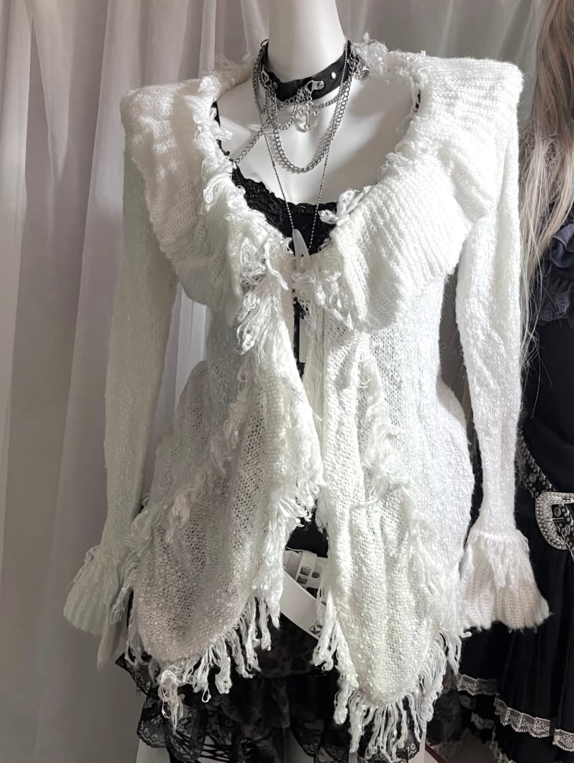 그런지 화이트 가디건 상품이미지3