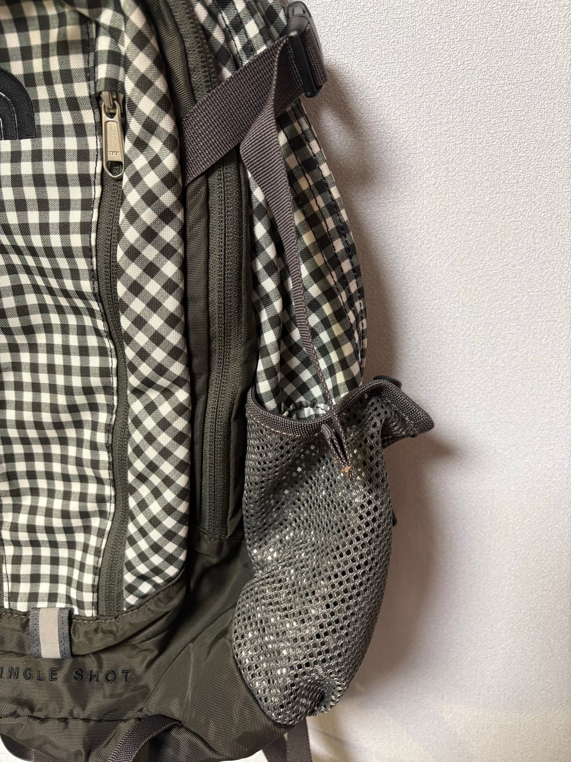 레어) 노스페이스 체크 깅엄 백팩 싱글샷 일본 빈티지 모리걸 가방  상품이미지5