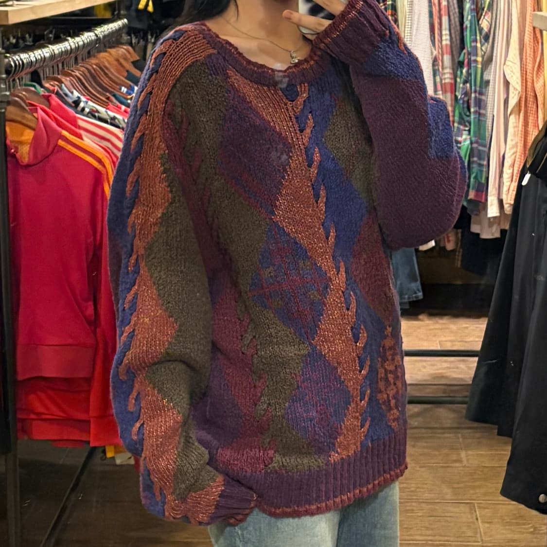 [HI] VTG 아가일 니트 스웨터 상품이미지4