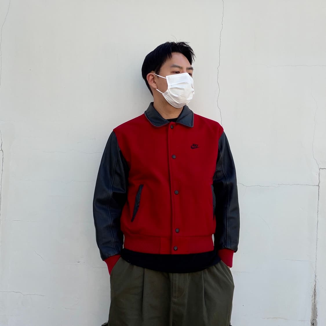 M)나이키 삼나 스포츠 90s 바시티 울 가죽 자켓 상품이미지2