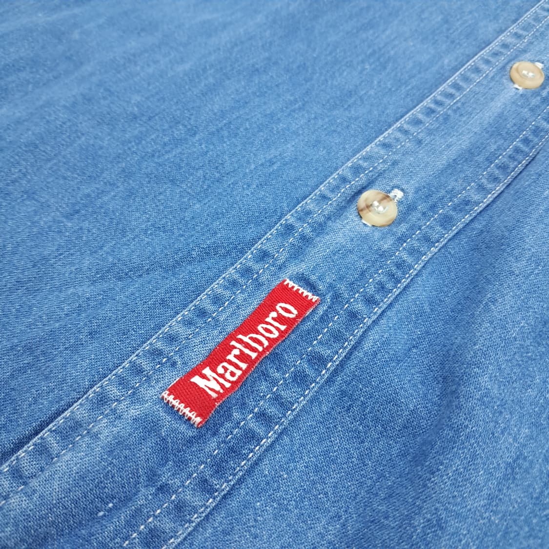 Co825 XL 말보로 클래식 90s USA 중청 데님 긴팔 워크 셔츠 상품이미지5