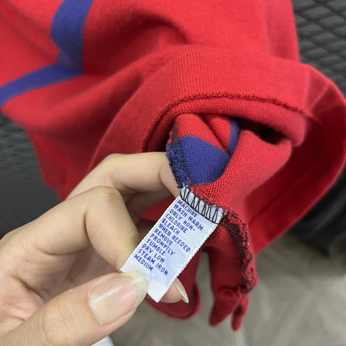폴로 랄프로렌 럭비티 스트라이프 배색 쓰리버튼 카라 티셔츠 그린 레드 상품이미지8