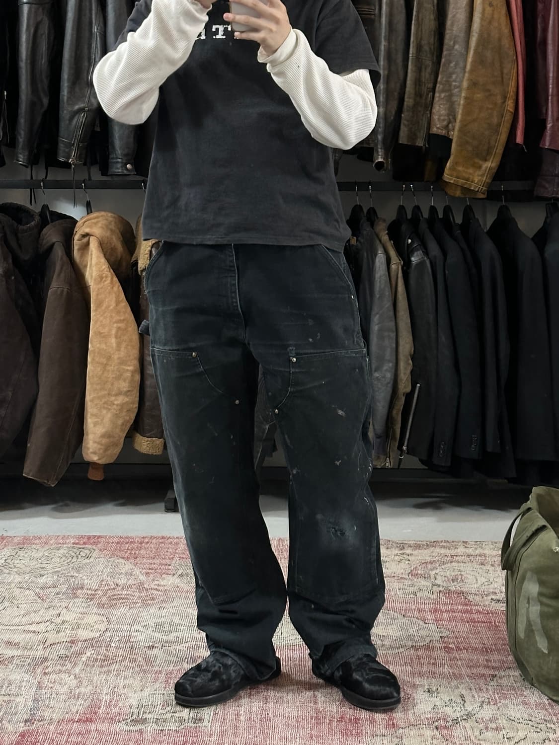 OG USA Made 칼하트 B01 더블니 블랙 칼하트 썩블니 워크팬츠 상품이미지2