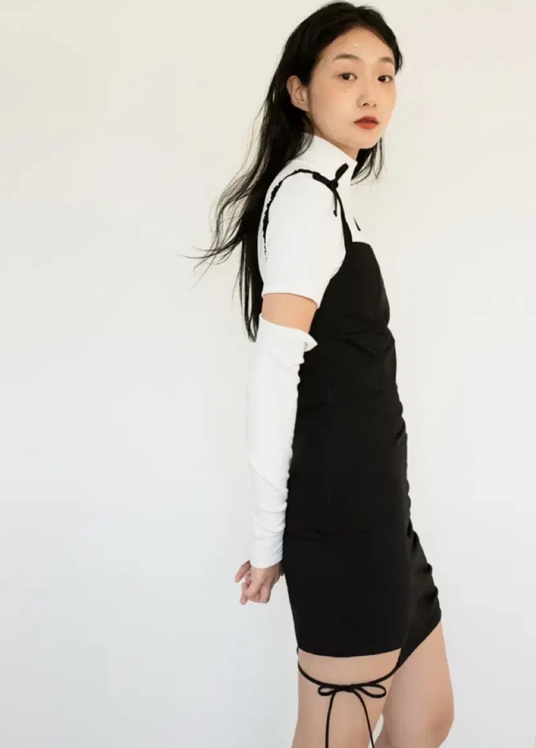 일구구일 언발란스 리본 드레스 그레이  상품이미지4