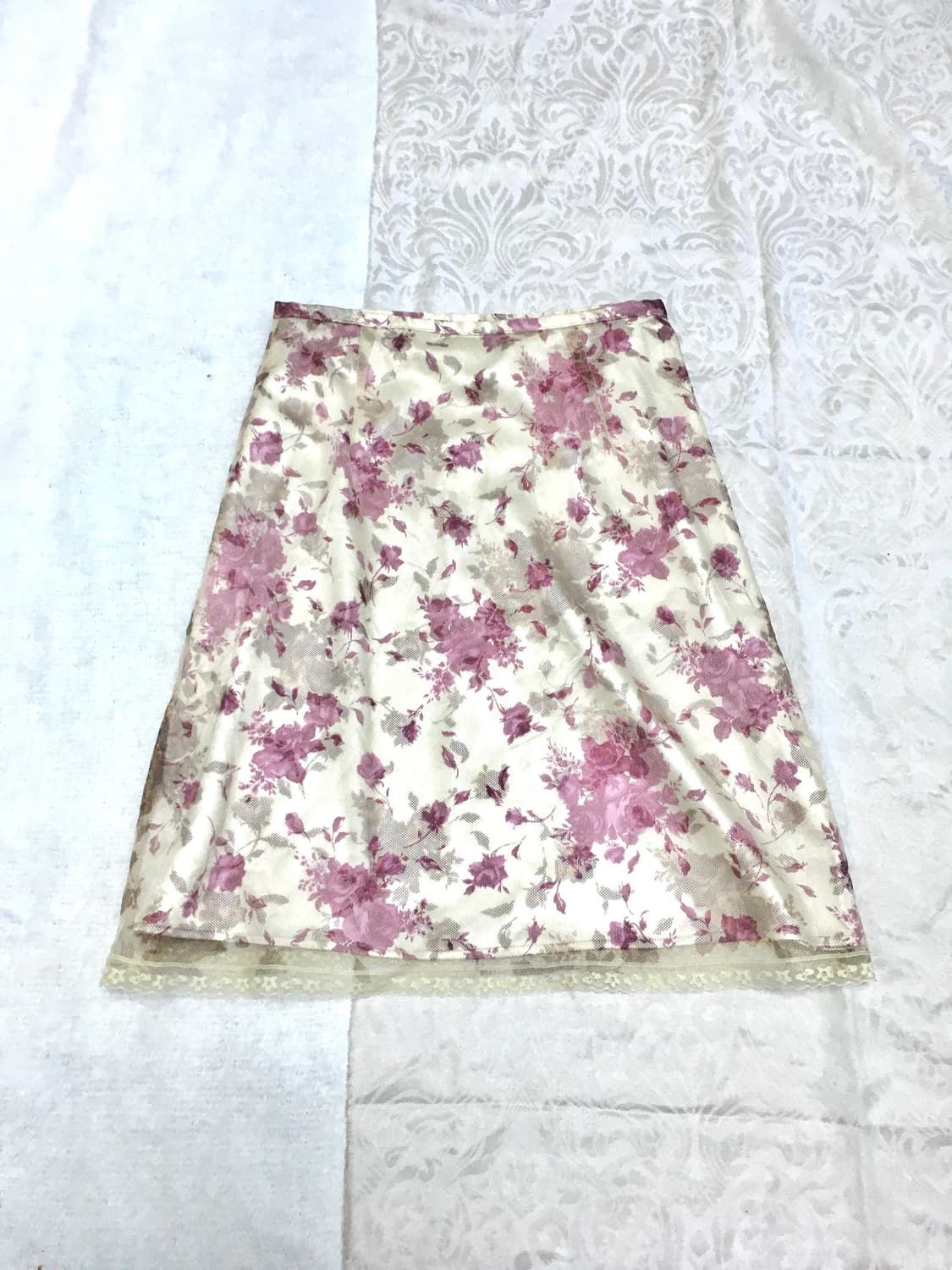 오리엔탈 새틴 플라워 미디스커트  상품이미지2