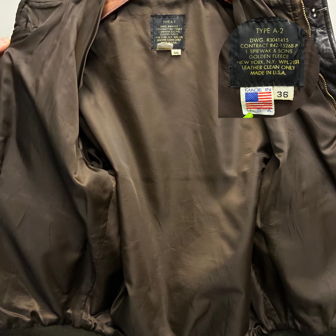 (36/97)USA spiewak 스피왁 골든플리스 A-2 레더 가죽자켓 상품이미지9