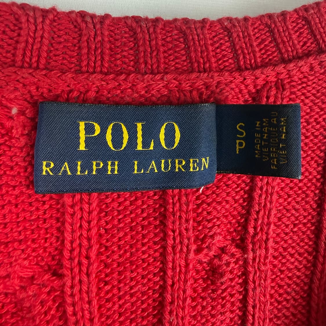 S) 폴로 랄프로렌 케이블 브이넥 니트 레드 상품이미지3