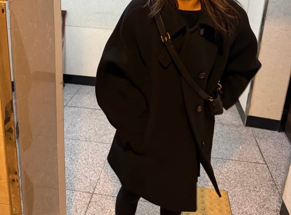 파사드패턴 캐시미어 벨티드 하프 코트_black 스몰 상품이미지6