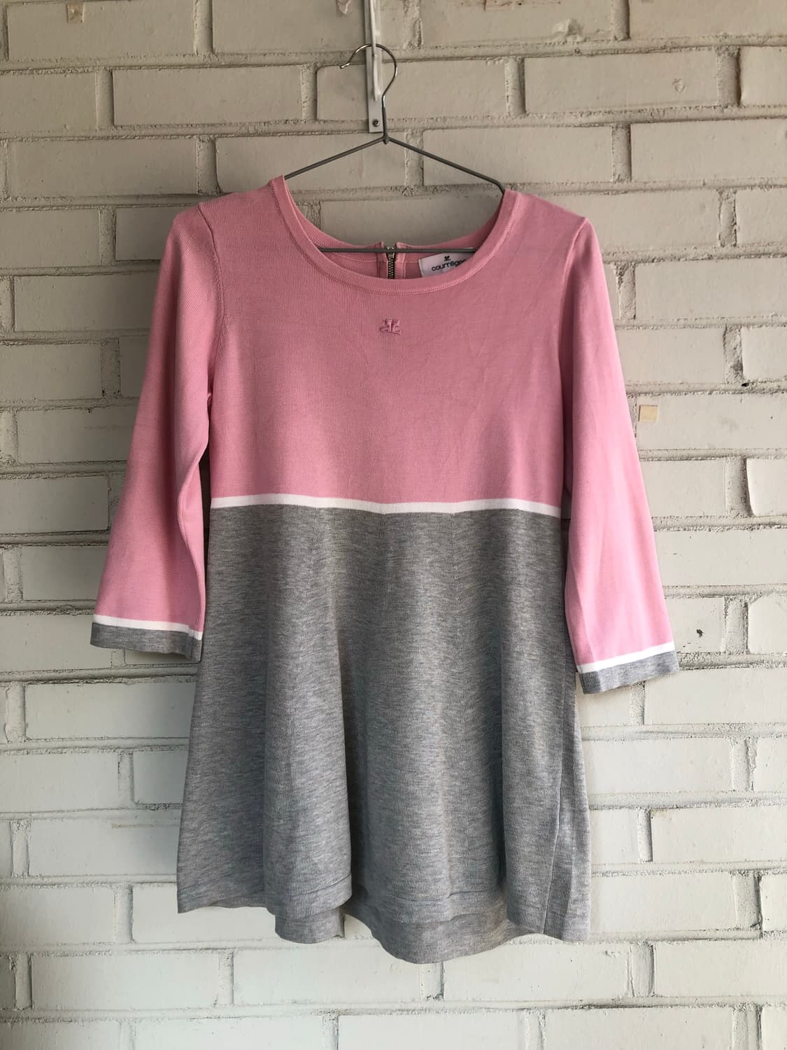 꾸레쥬 그레이 핑크 슬리브 상품이미지1
