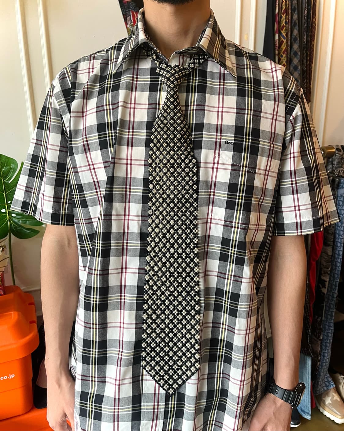 1960s Handmade Mods Pearl Beads Necktie 상품이미지4