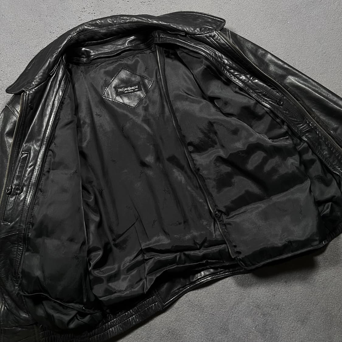 90's 입생로랑 양가죽 블루종 봄버 레더 자켓 상품이미지6