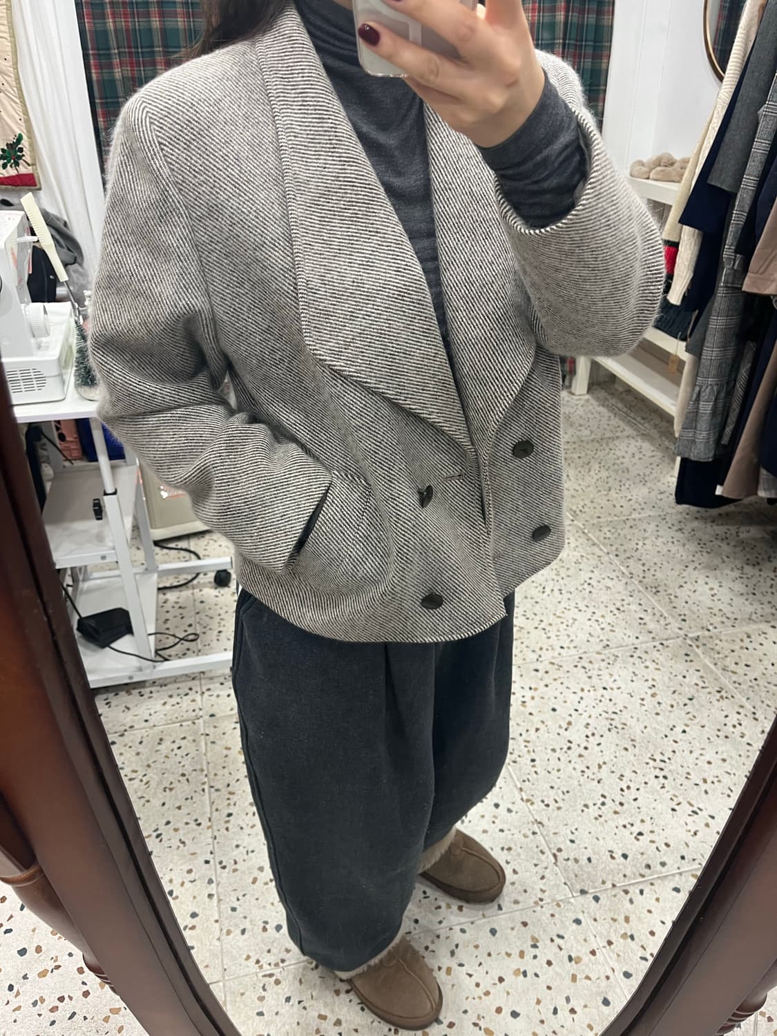 Carlton 헤링본 더블 버튼 자켓 상품이미지5