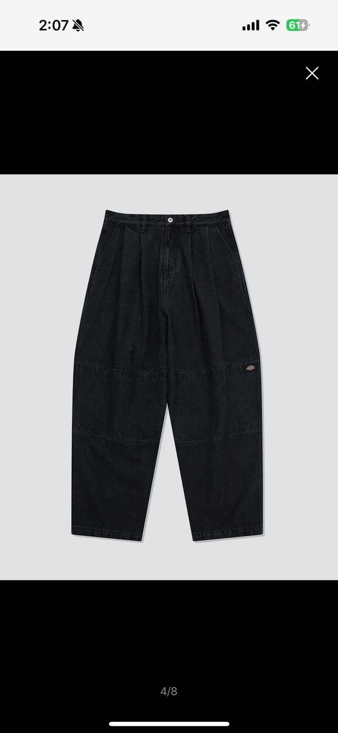 디키즈 투 플리츠 벌룬 워크 데님팬츠 Black 상품이미지1