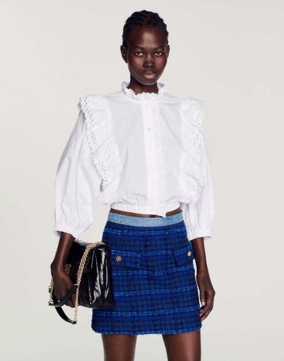 산드로 sandro 데님 트위드 스커트 36 새상품 상품이미지4