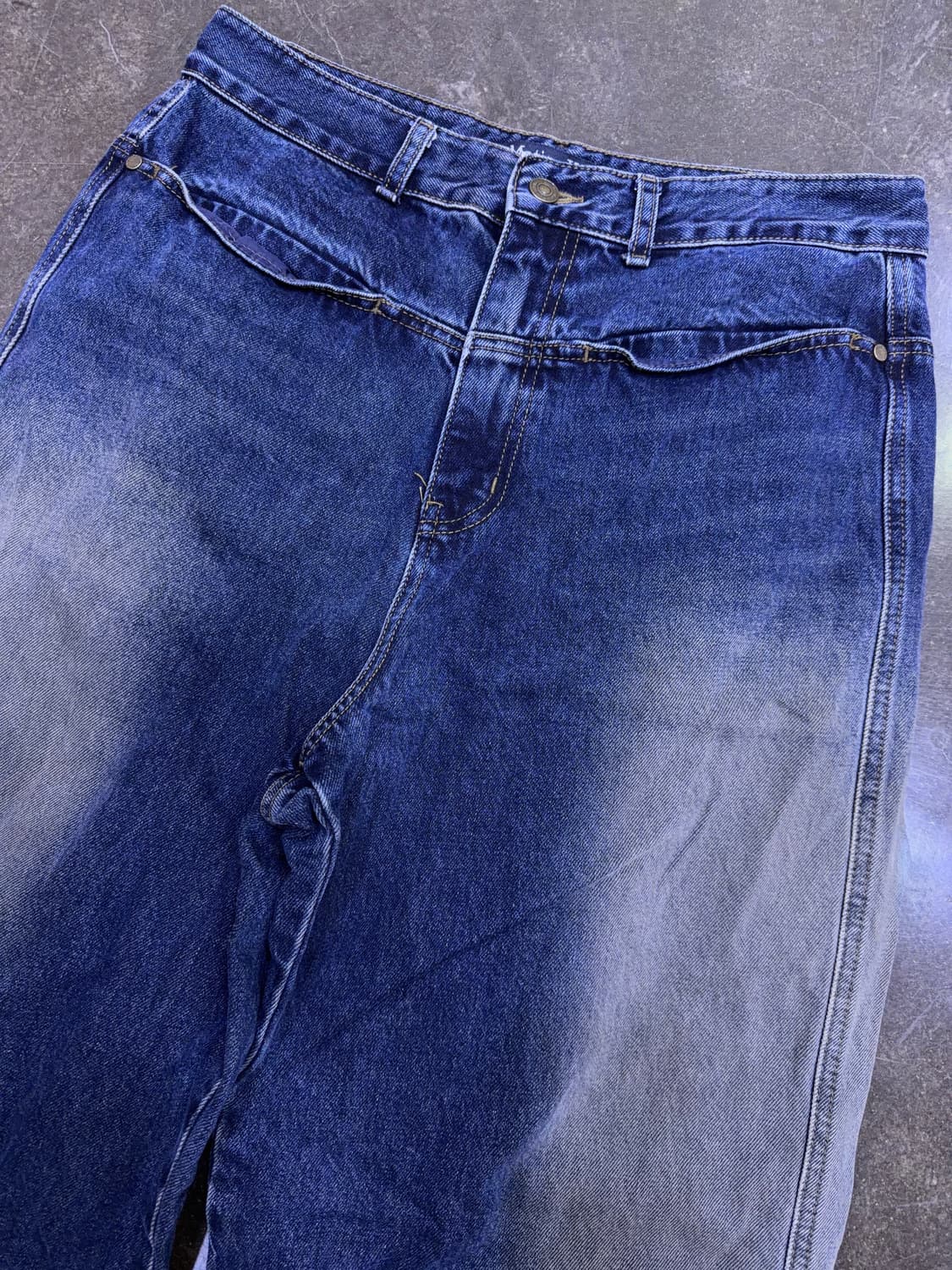 마뗑킴 포 맨 사이드 브러쉬 워시드 와이드 핏 데님팬츠 L 상품이미지3