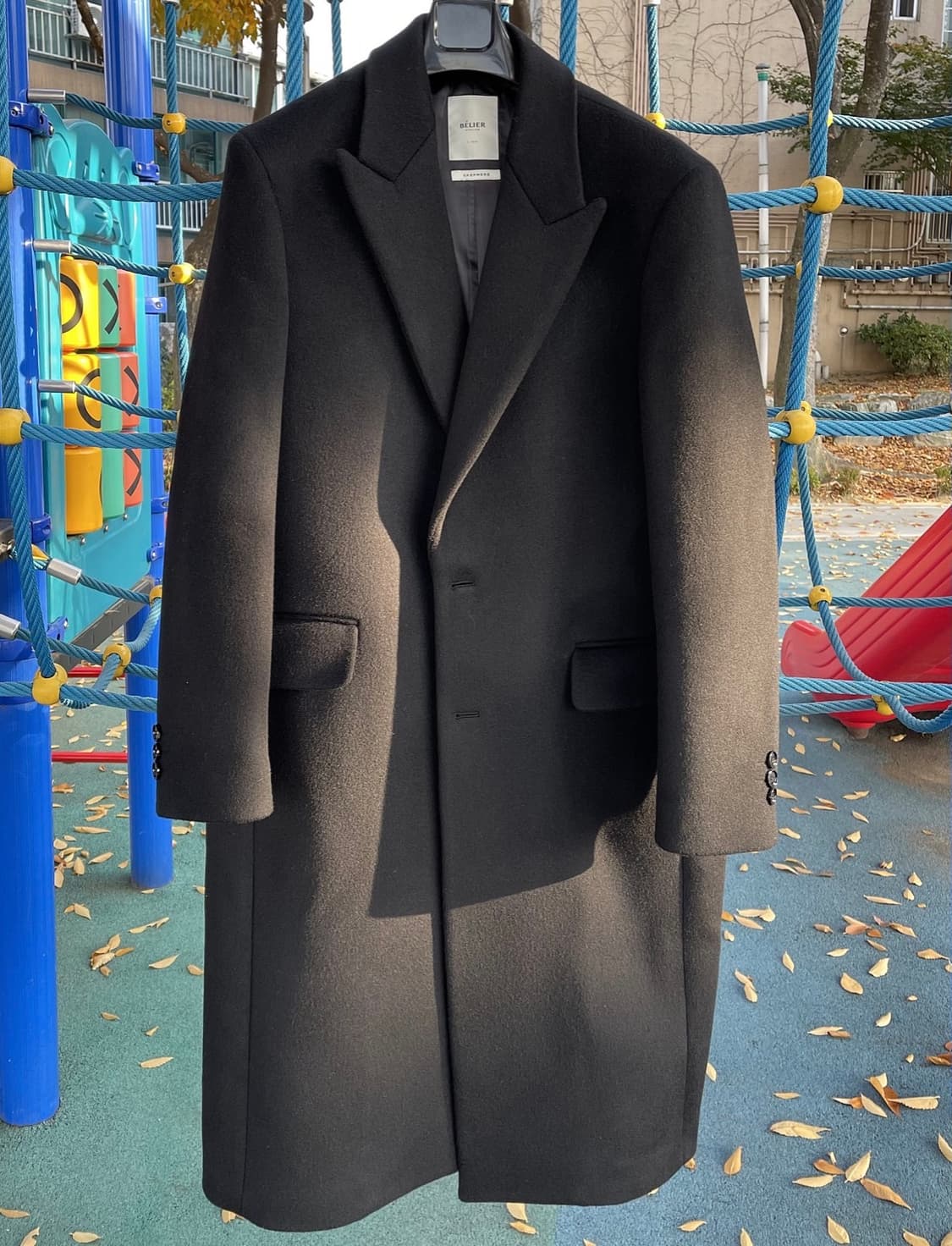 벨리에 피크드 라펠 싱글 캐시미어 코트 블랙 M 상품이미지2
